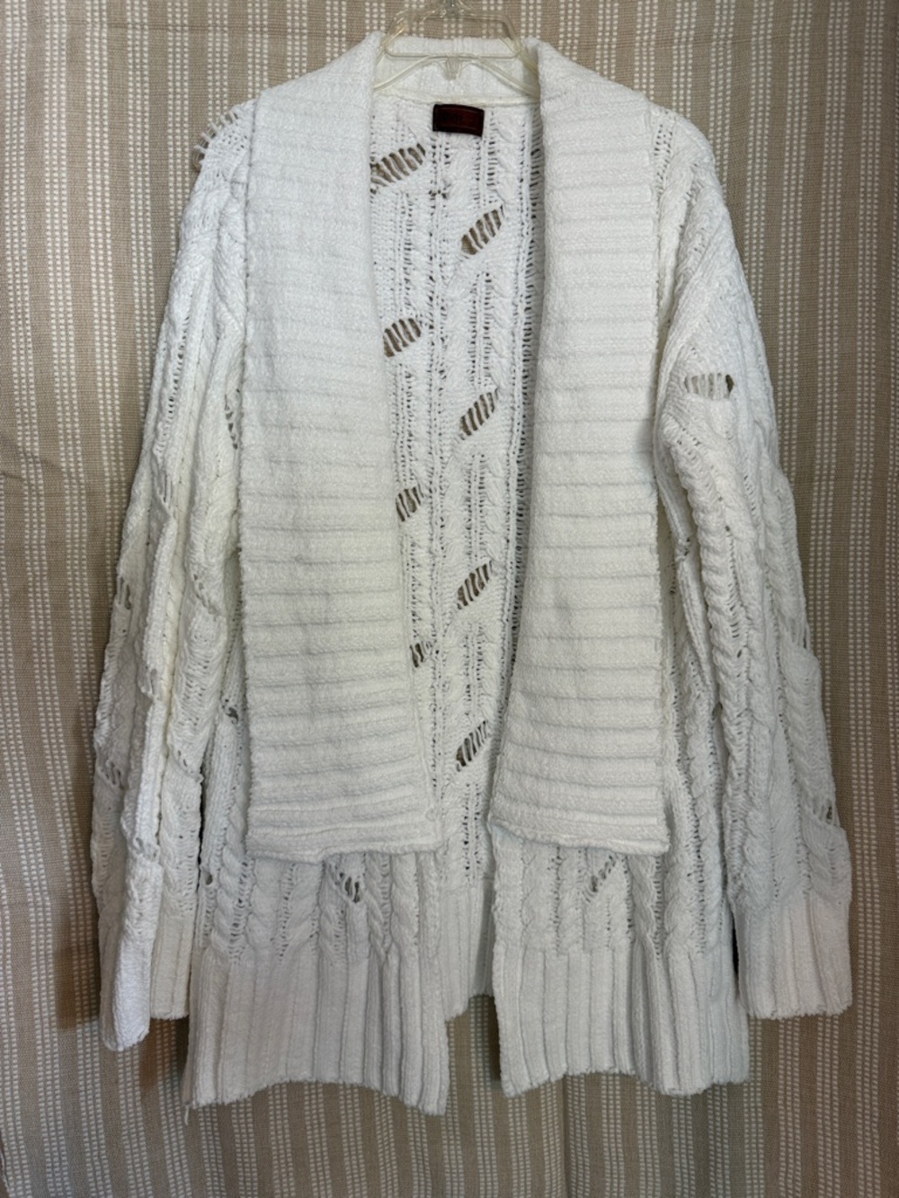 POL White Open-Knit Draped Sweater